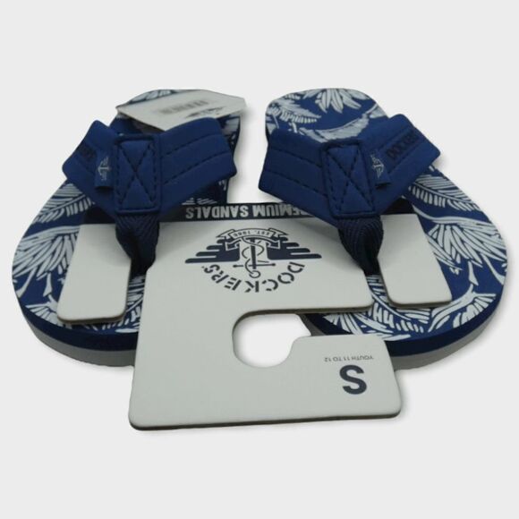 Docker's Premium Kids Palm Print  Navy Sandals S 11/12 - Picture 6 of 10